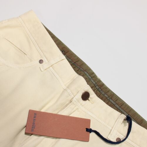 Pantalon coupe jean 5 poches Zanella neuf avec étiquettes taille 34 US Martin mélange coton jaune massif - Photo 1/17