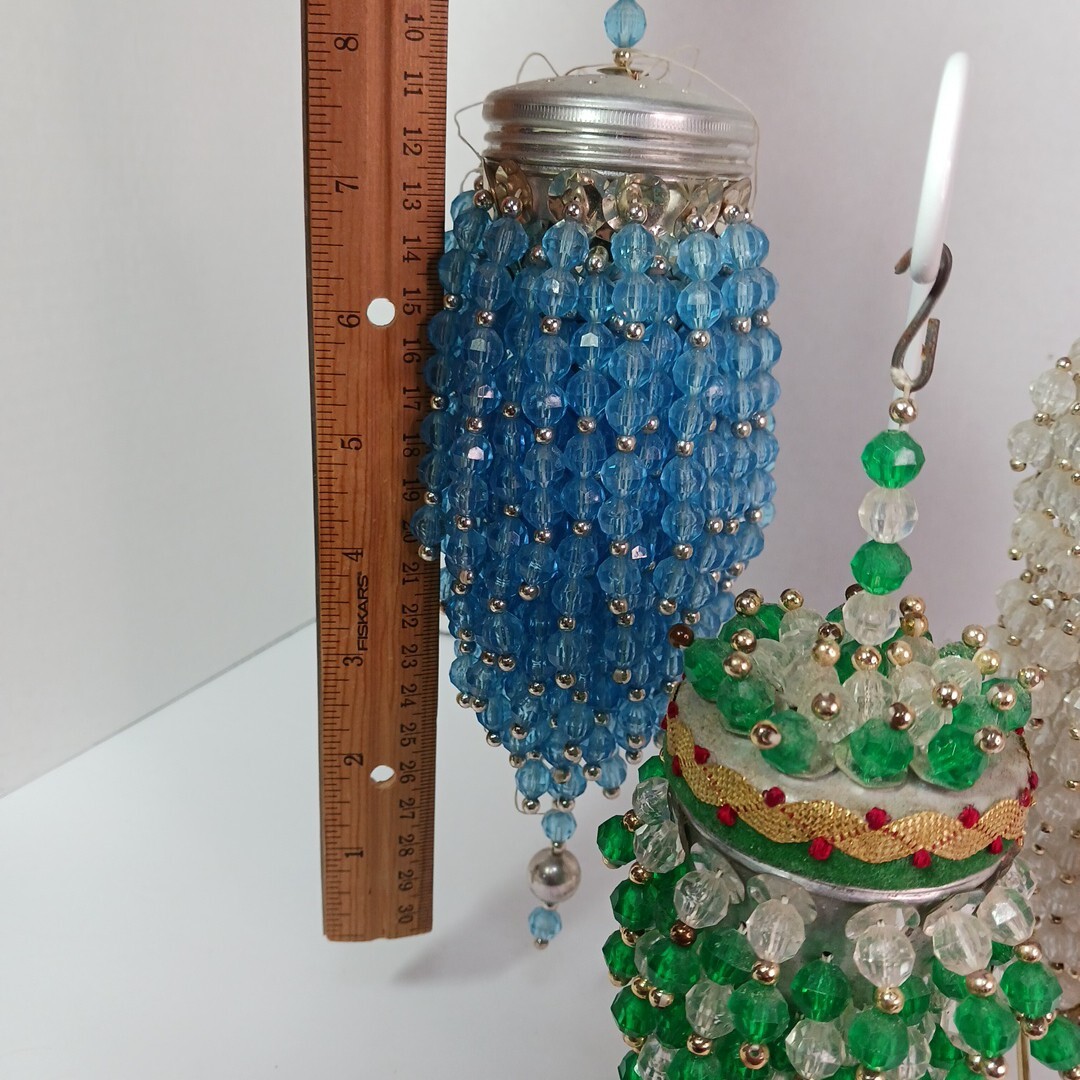 Lot of 5 TEA BALL ORNAMENTS Beaded Chandelier VINTAGE Christmas Potpourri Holder eBay