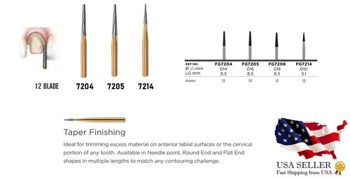 Trimming & Finishing gold carbide burs with blades Friction Grip different sizes - 第 14/25 張圖片