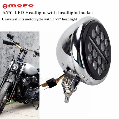 Chrome 5.75" Round LED Headlight For Harley Softail Dyna FXDF FXDB FXDWG FXDL