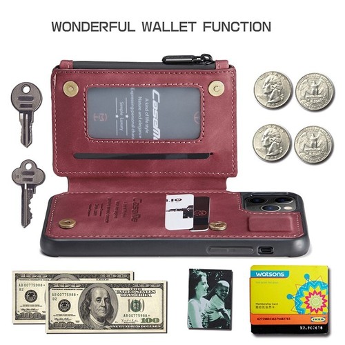 Rswsp Leather Wallet Card Case Magnet Flip Zip Cover For iPhone 13/Pro/Pro Max - Picture 4 of 13