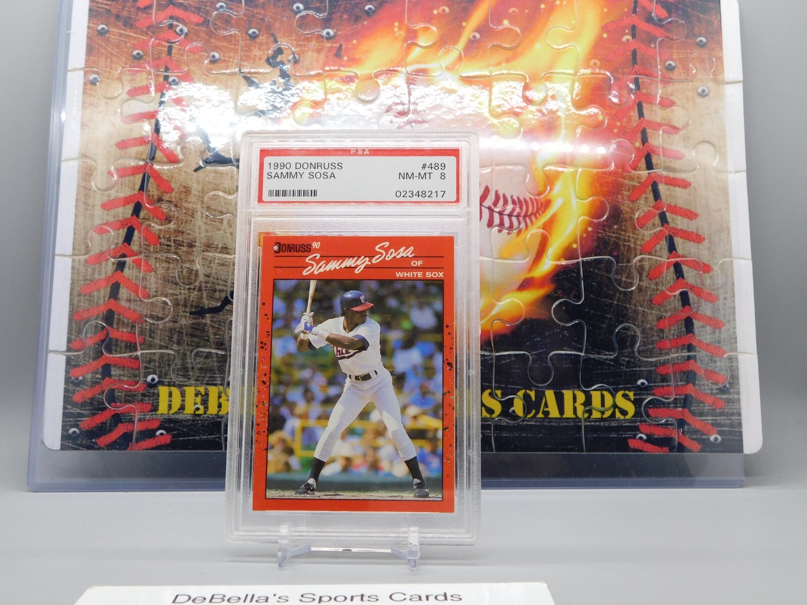 1990 Donruss Sammy Sosa Rookie Card RC #489 Graded PSA 8 Chicago White Sox