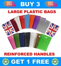 LARGE PLASTIC BAGS / GIFT SHOP CARRIER BAG / BOUTIQUE RETAIL - 15x18x3 Inches