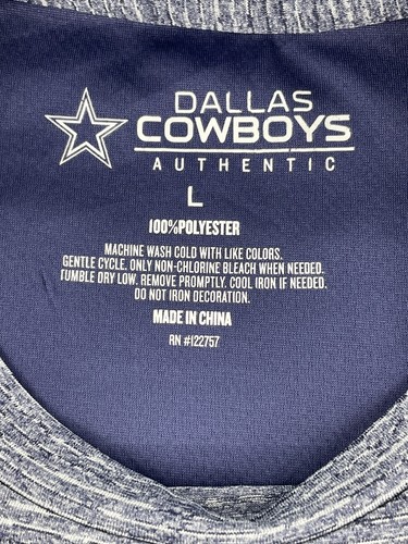 Dallas Cowboys Authentic Large Polyester T-Shirt Front Star Blue Gray White - Picture 3 of 6
