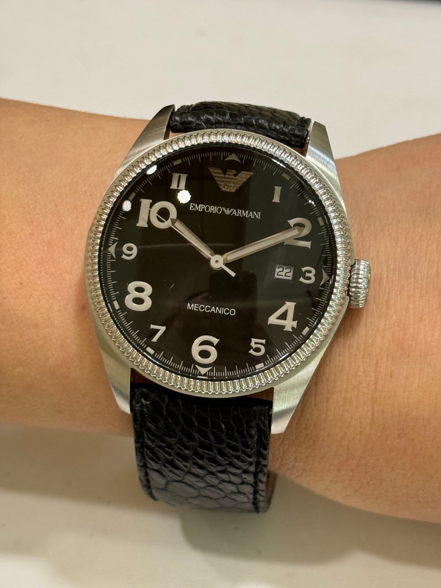 時計 EMPORIO ARMANI SWISS MADE AUTOMATIC Emporio Armani Swiss Made Men's Leather Automatic Watch