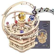 ROKR 3D Puzzles for Adults Orrery Music Box Wooden Model Building Set DIY Woo...
