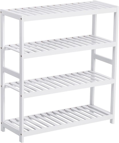 4 TIER BAMBOO SHOE RACK ORGANISER STAND STORAGE SHELF UNIT natural grey white - Picture 6 of 45