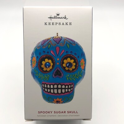 Hallmark Halloween Ornament 2019 Spooky Sugar Skull Day of the Dead Blue