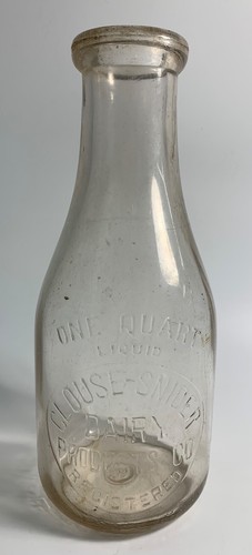 Clouse-Snider Dairy Products Embossed Quart Milk Bottle New Lexington Ohio OH - 第 1/7 張圖片