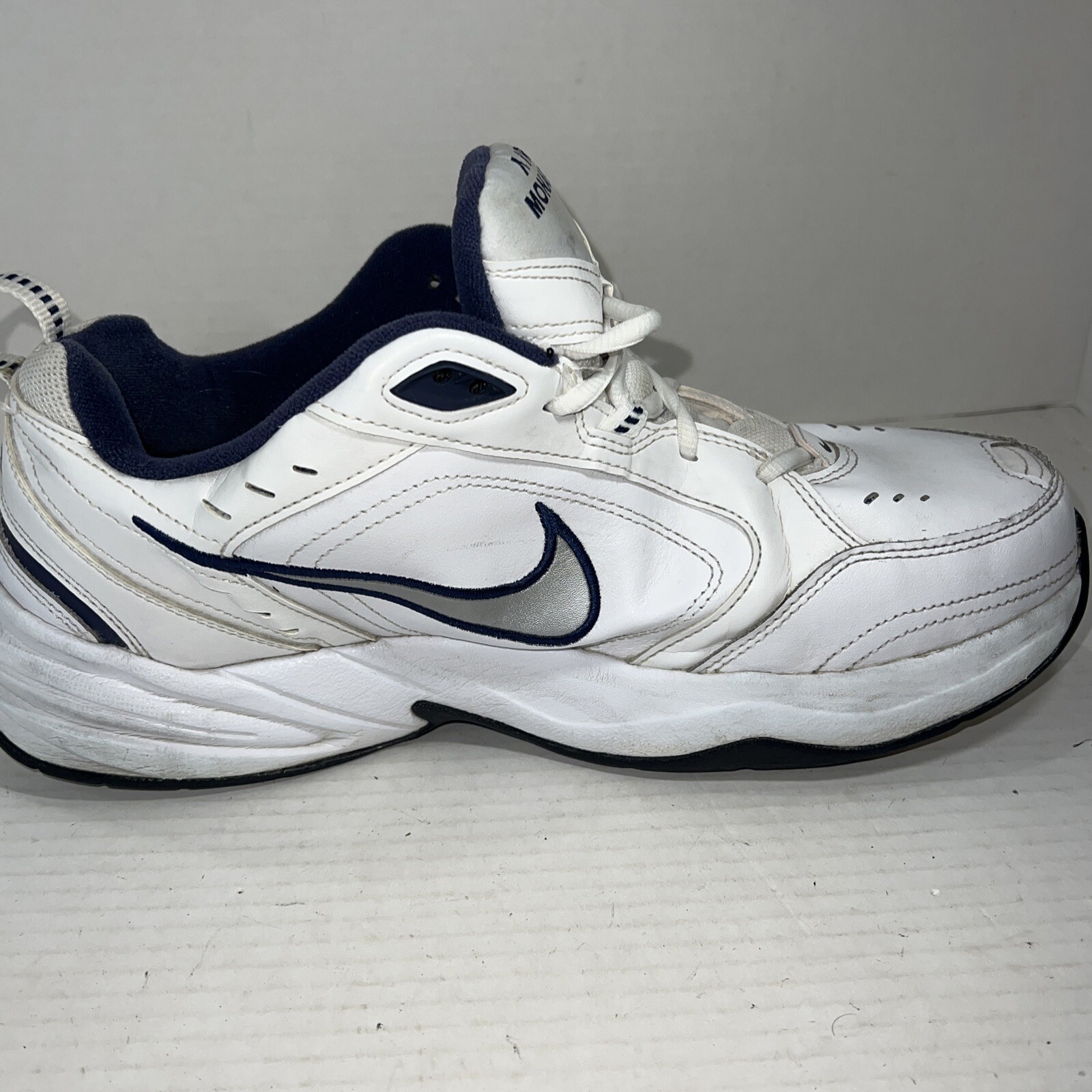 Mens Nike Air Monarch White Navy 11.5 Wide Dad Shoes Sneaker | eBay