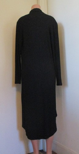 PATRIZIA LUCA MILANO RAYON BLACK CRISSCROSS WRAP NECK LONG SLEEVE HI-LOW TOP, M - Picture 5 of 10