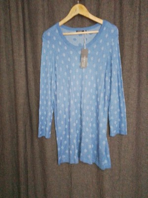 NWT Regatta Petites Ladies Blue Polka Dot Viscose Pullover Jumper Size XL