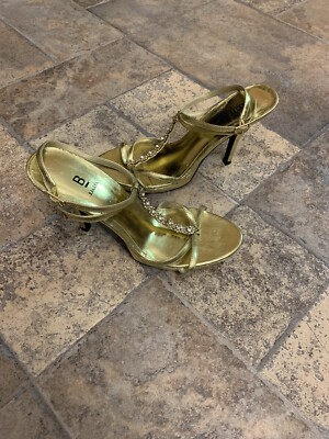Bakers Women's Size US Gold High Heels With Gemstones
