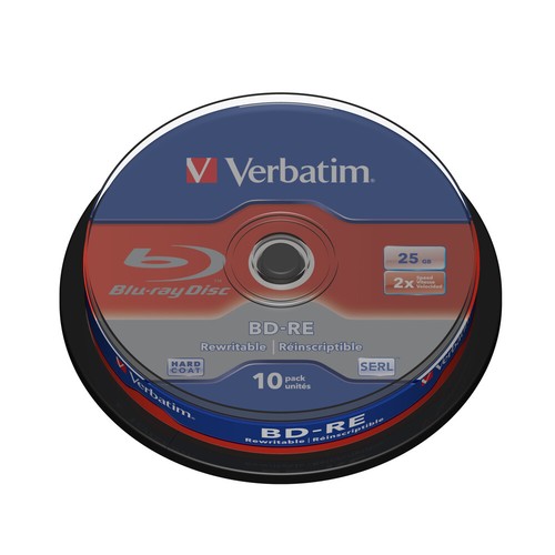 Verbatim Americas Llc 43694 Bd-Re 25Gb 2X Branded 10Pk Spindle Box Taa - Picture 2 of 2