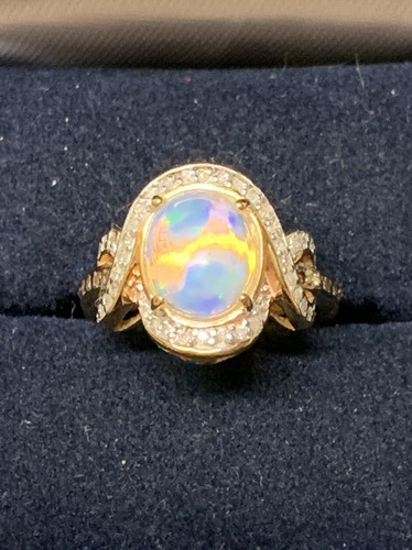 Bradford Exchange Queen Of Gems Opal And Diamond Ring Sterling Silver BGE Size 6 - Picture 2 of 8