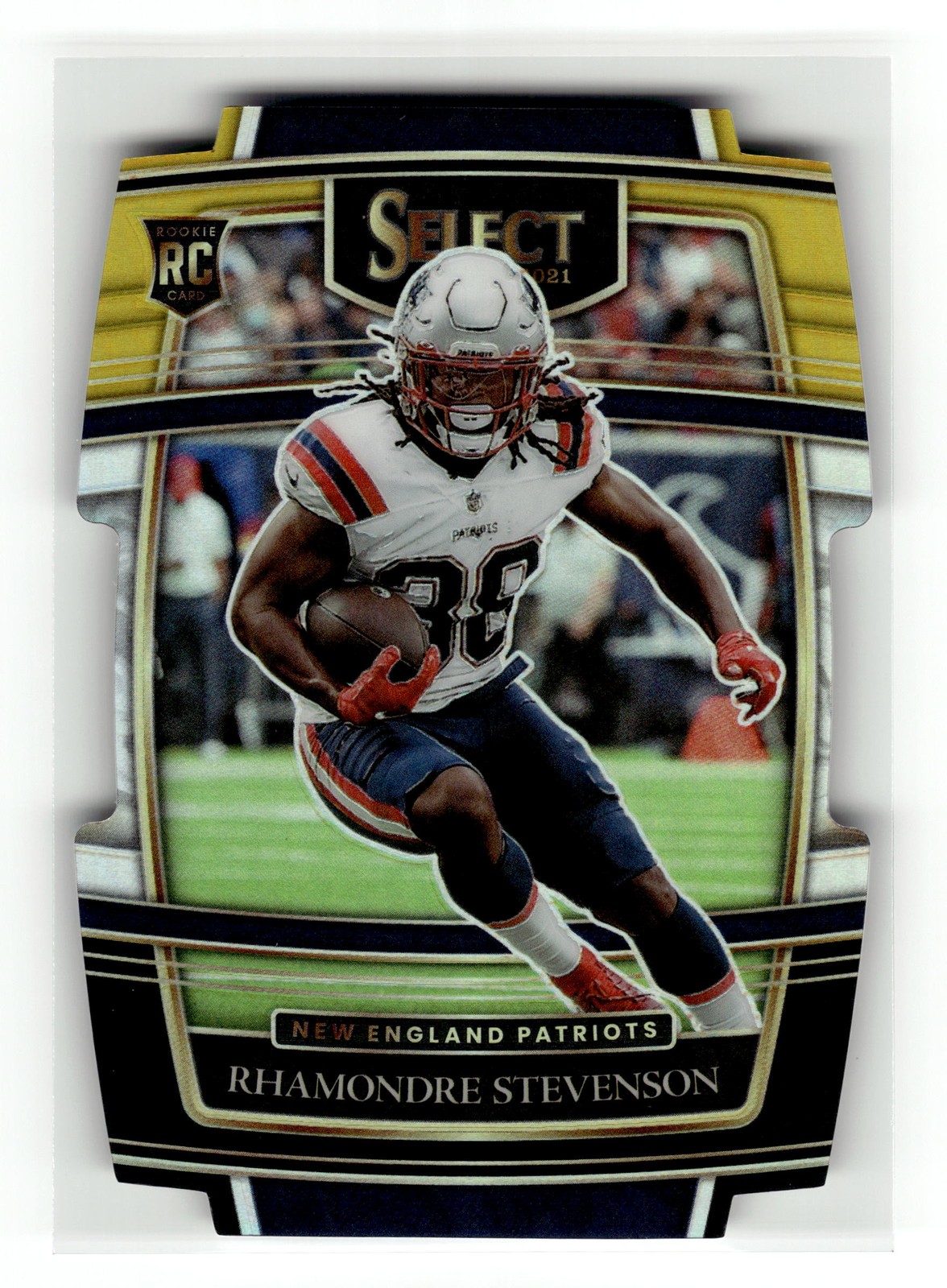 Rhamondre Stevenson 2021 Panini Select #75 Rookie Patriots Black Gold Die Cut RC