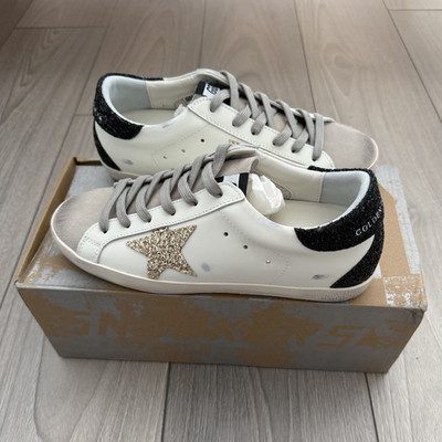 Golden Goose Super-Star Sneaker Low Top Weiß/Gold/Schwarz Glitzer EU 40 Neu