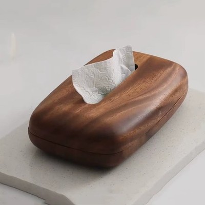 1 Stück Nussbraun Tissue Box Halter Massivholz Tissue Aufbewahrungsbox für Gastfamilie