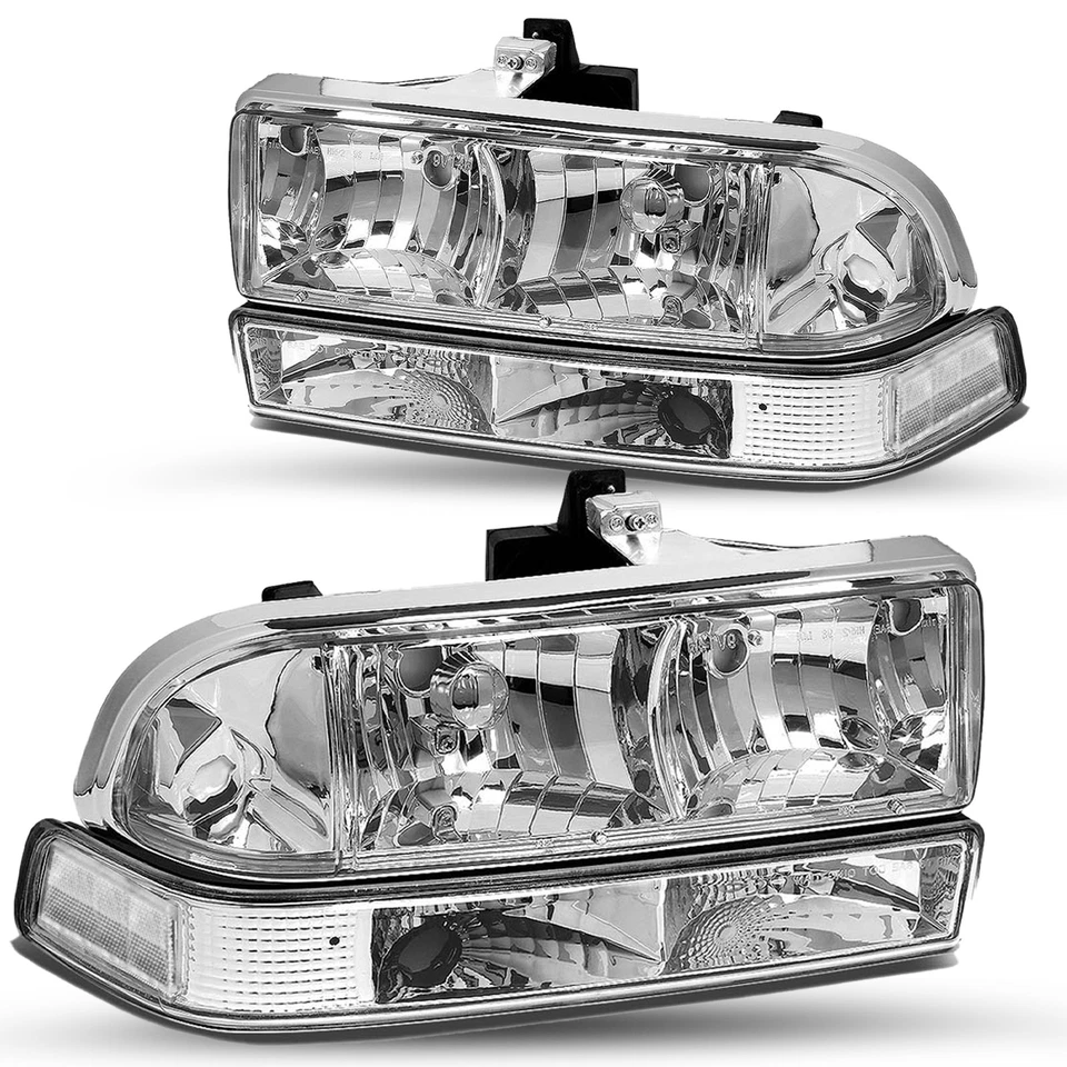 For 1998-2004 Chevy S10 Pickup Blazer Headlights Bumper Lamps Left&Right Side - Image 2 of 4