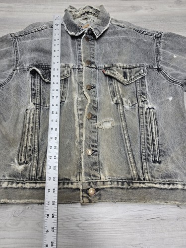 VTG Levi's Black Stone Wash 527 Type 3 Jacket 70507 4858 XL Made In USA Thrashed - Picture 10 of 15