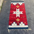 Vintage Southwestern Wool Rug Runner Native Style Hand Woven Red 61x30 Fringe — photo 1
