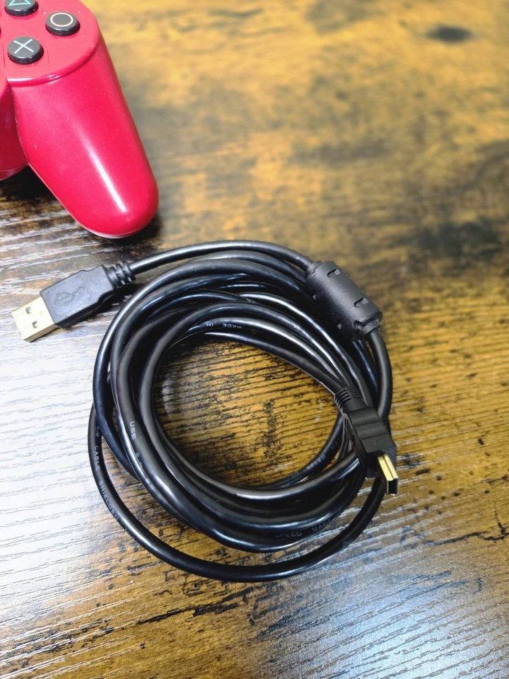 CONTROLLER PS3 ROSSO + Cavo Di Ricarica DUALSHOCK Sony Playstation 3 ORIGINALE - Immagine 4 di 4