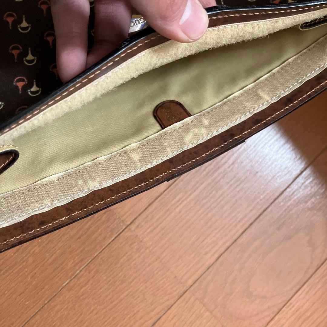 GUCCI Old Vintage Horsebit Canvas Leather Clutch Bag Dark Brown Rare Authentic thumbnail 7