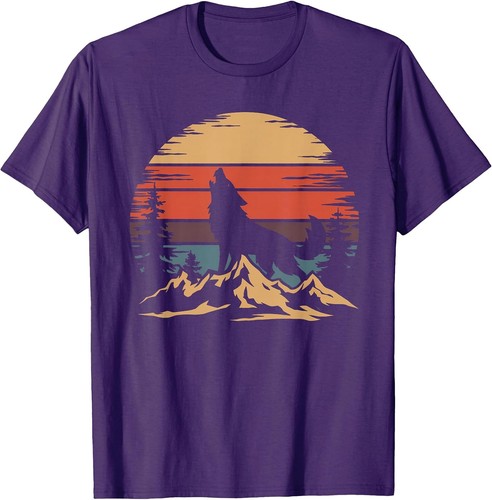Wolf Mountain Vintage T-Shirt - Nature Inspired Howling Wolf Design