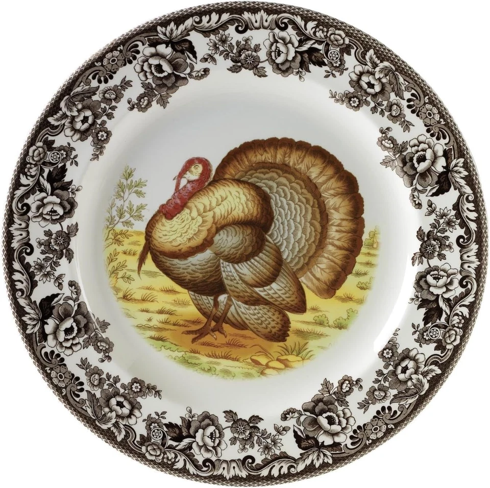 Spode Woodland Turkey Set of 4 10.5-Inch Dinner Plates Thanksgiving Tableware - Image 2 of 2