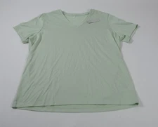 Lands End Green V-neck Supima Cotton Womens T-shirt Size L