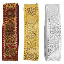 Juego de 3 ribetes dorados, 3,3 cm de ancho, ribete bordado de punta de agujero para