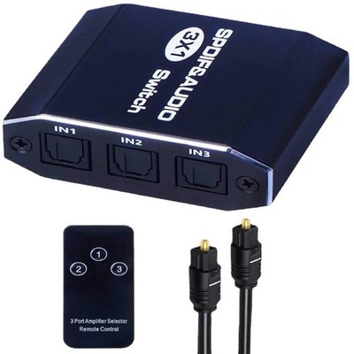 3 in 1out  Aluminum Spdif Toslink Optical Digital Audio Splitter Switch Hub NEW
