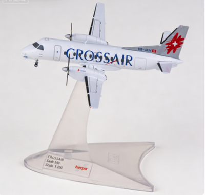 HAC SAAB 340 模型 1/100（未使用） 1:200 Herpa Crossair​ Saab 340​ HB-AKN​ Passenger Plane Diecast