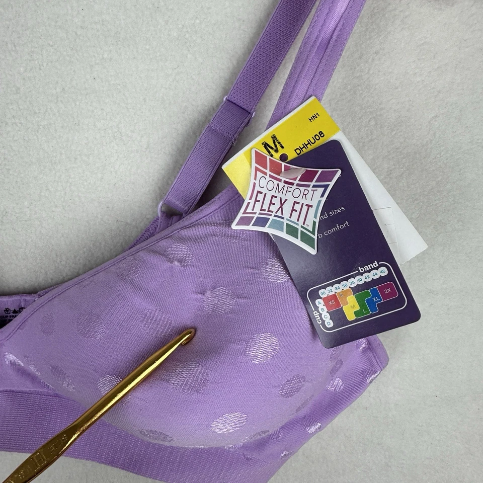 Hanes Perfect Coverage Comfort Flex Fit WireFree Bra DHHU08 Medium Lavender Spa - Image 4 of 4