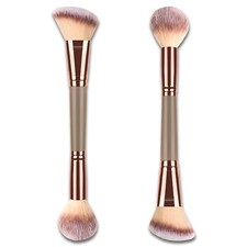 Double-Ended Foundation Makeup Brush, Angled/Round Top for Liquid, Powder Crea