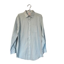 Brooks Brothers Madison Non-Iron Blue Check Dress Shirt 17 35 Suprima Cotton