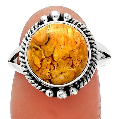 Natural Rock Calcy 925 Sterling Silver Ring s.8 Jewelry R-1253