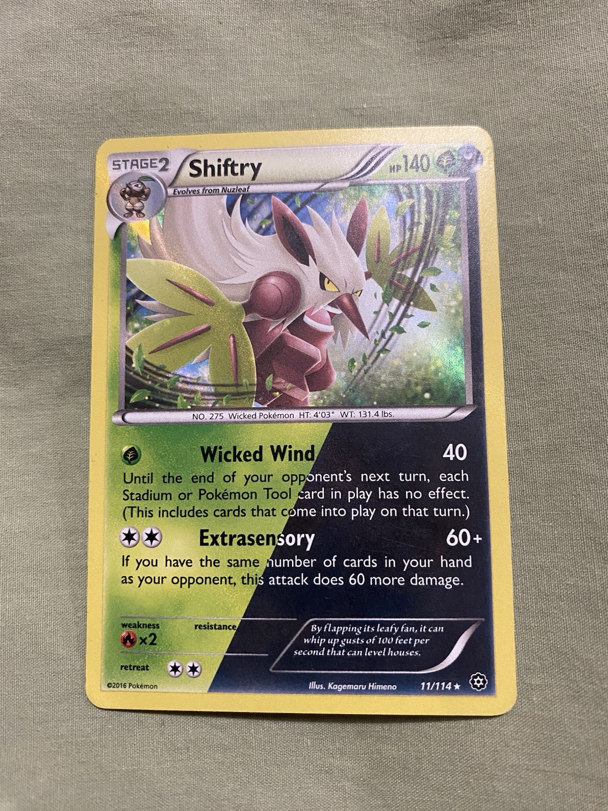Shiftry 11/114 XY Steam Siege Holo Rare Pokemon TCG Dual Type Card 2016