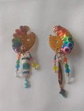 "Lunch At The Ritz" Artist Palette Couture Clip Earrings Arugula