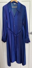 Cue Shirt Dress Size 16 Blue Purple Button Front Adjustable Waist Belt Free Post