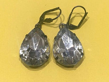 Bold Vintage Teardrop Pierced Earrings Dangle Clear Crystal-Elegant & Attractive