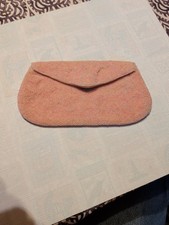 1960 s MCM Vintage Gorgeous Soft Pink Hand Beaded Clutch Handbag Purse, Belgium