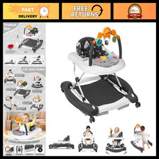 5-in-1 Baby Walker for Infants 6-12 Months, Foldable with Bouncer  Feeding Tray