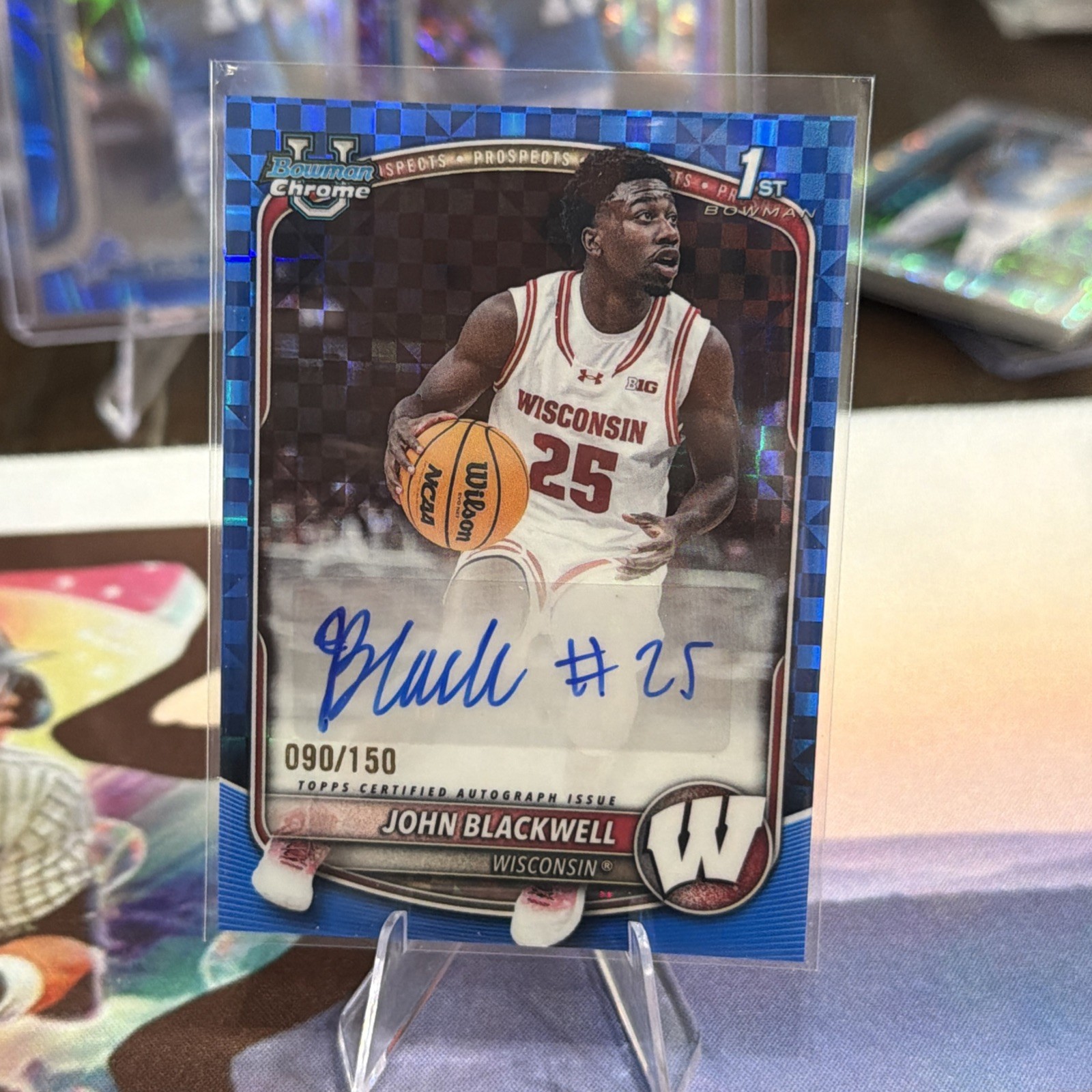 2025 Bowman John Blackwell Chrome Auto Blue X-Fractor /150 #CPA-JB Badgers