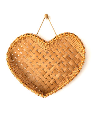 Vintage Heart Shaped Woven Basket Nova Scotia Mi'Kmaq Indigenous Artisan Made