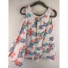 Tea Collection Kids Girls White Floral Tropical Print Sleeveless Dress Size 3