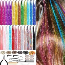 8400 Strands Hair Tinsel Kit 24 Colors 48in Heat Resistant Glitter Hair