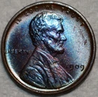 Brilliant Uncirculated 1909-P Lincoln Cent, Gorgeous, Wood-Grain Toner!