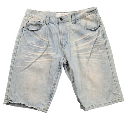 Akademiks Shorts Mens 38 Blue Denim Relaxed Fit Bermuda Distressed 5 Pocket