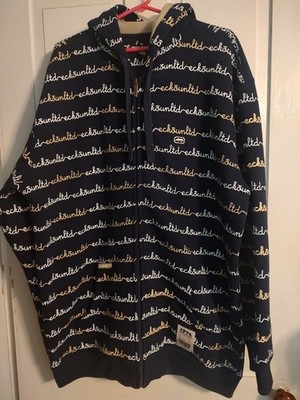 Ecko Unltd. Black Fleece Full Zip Hoodie Graphic Print Logo Men's XXL